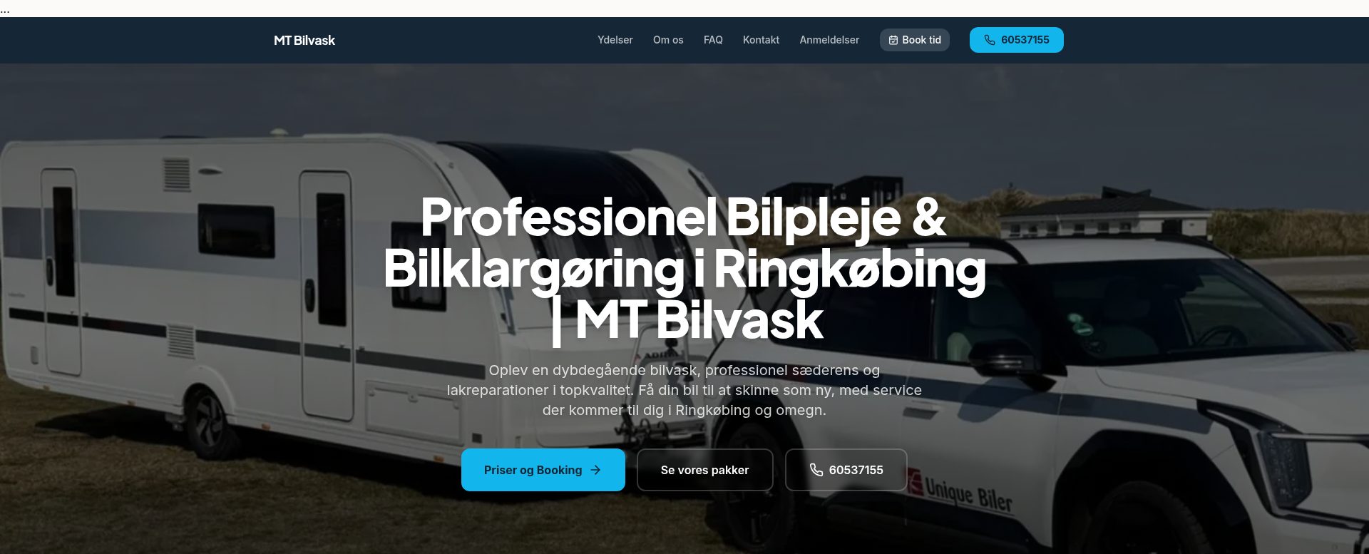 MT Bilvask hjemmeside